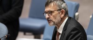 Volker Perthes, Sonderbeauftragter des Generalsekretärs für den Sudan, spricht im Sicherheitsrat der Vereinten Nationen im UN-Hauptquartier über den Sudan.