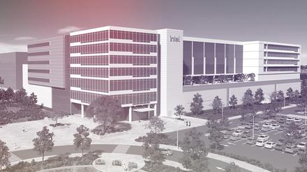 Pläne für die geplante Chipfabrik von Intel in Magdeburg. 