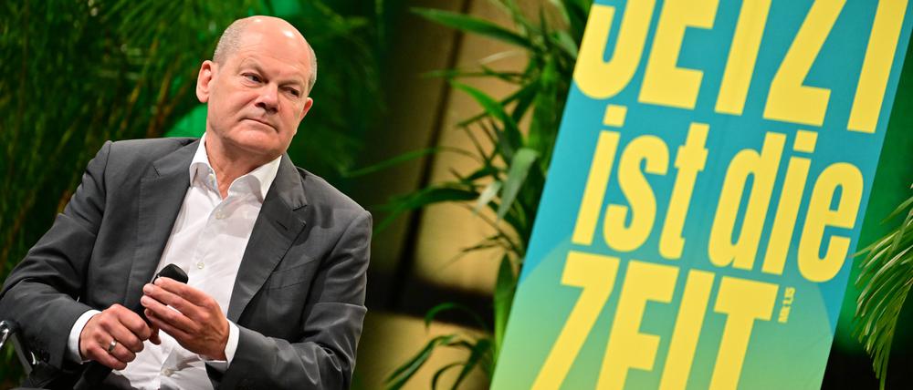 Bundeskanzler Olaf Scholz spricht sich auf dem Kirchentag in Nürnberg für die neuen Asylregeln aus.