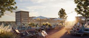 Auf einem der neuen Gebäude ist eine Dachterrasse mit Blick auf Funkhaus und Spree geplant