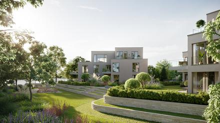 Für das Bauprojekt „Am Tegeler See“ wurde gerade der Grundstein gelegt. Das Bild zeigt eine Simulation.