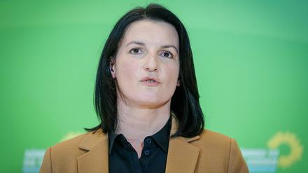 Irene Mihalic (Bündnis 90/Die Grünen), Parlamentarische Geschäftsführerin, gibt im Bundestag eine Pressekonferenz.