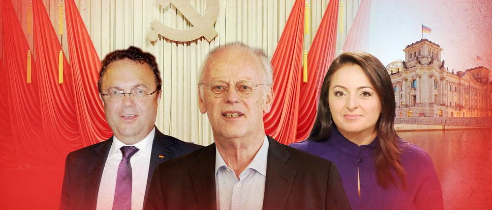 Ehemalige und aktive deutsche Politiker verfügen teils über erstaunlich enge Verbindungen nach China. Ex-Bundestagsvize Hans-Peter Friedrich, SPD-Mann Rudolf Scharping und Sevim Dağdelen von der Linkspartei (v.l.).