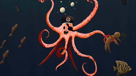 RECORD DATE NOT STATED an armed pirate - octopus under the sea *** An&Verkauf bewaffnet Pirat Krake unterhalb der Meer 7225444