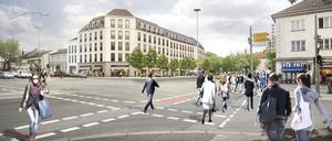 So soll das neue Geschäftshaus aussehen: Für den Ortskern Zehlendorfs wäre es eine Aufwertung.
