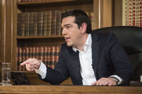 Der griechische Regierungschef Alexis Tsipras beim TV-Interview mit dem Staatssender ERT