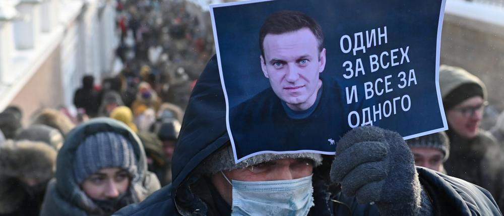 Protest für Nawalny in Russland, 2021.
