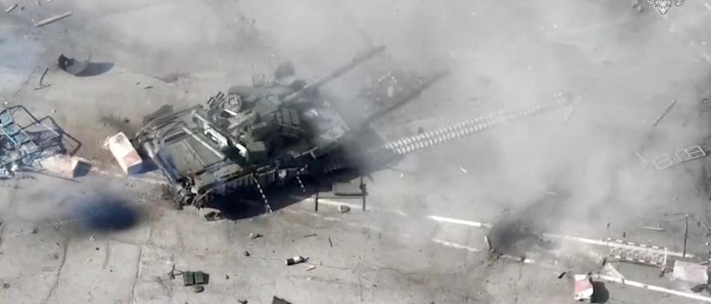 Ein Panzer der russischen Partisanen