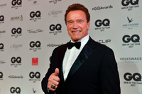 Aus Kalifornien eingeflogen. Preisträger Arnold Schwarzenegger.
