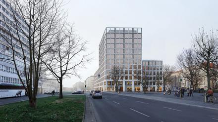 So sollen die geplanten neuen Geschäfts- und Wohnhäuser am Adenauerplatz in Berlin-Charlottenburg aussehen.