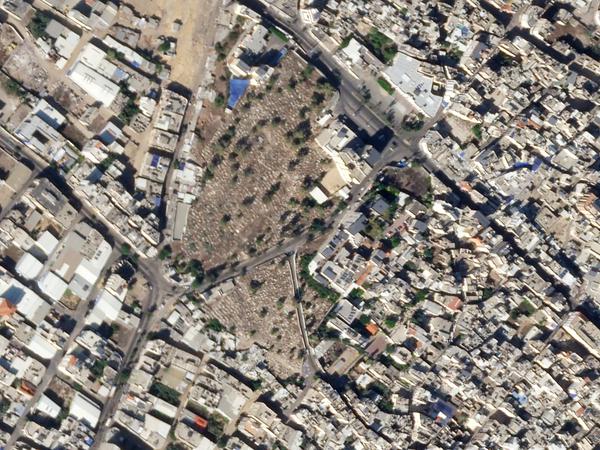 Luftaufnahme des Al-Ahli-Krankenhauses nach der Explosion