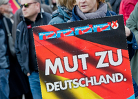 Anhänger der "Alternative für Deutschland" (AfD) demonstrieren.