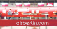 Absperrung von Air Berlin im Münchner Flughafen.