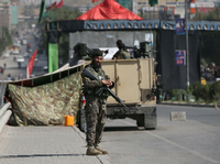 Ein Soldat der Afghanischen Nationalarmee (ANA) an einem Check Point in Kabul.