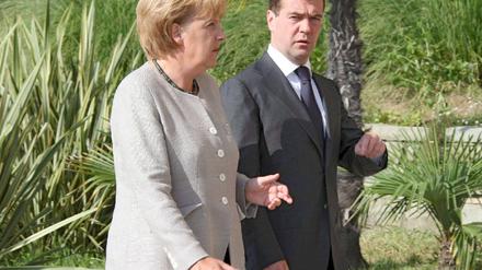 Angela Merkel und Dimitri Medwedew.