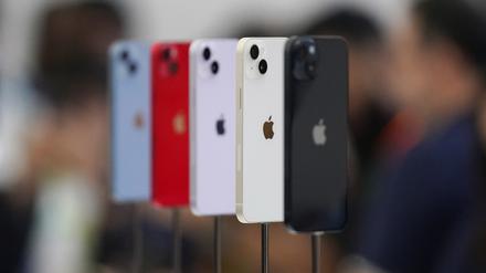 Die neuen iPhone 14 Telefone auf einer Apple-Veranstaltung auf dem Campus des Apple-Hauptquartiers.