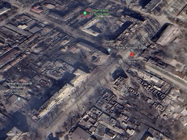 Die Zerstörung im Bereich der Arkhip Kuindzhi Straße