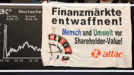 Attac-Aktion an Frankfurter Börse