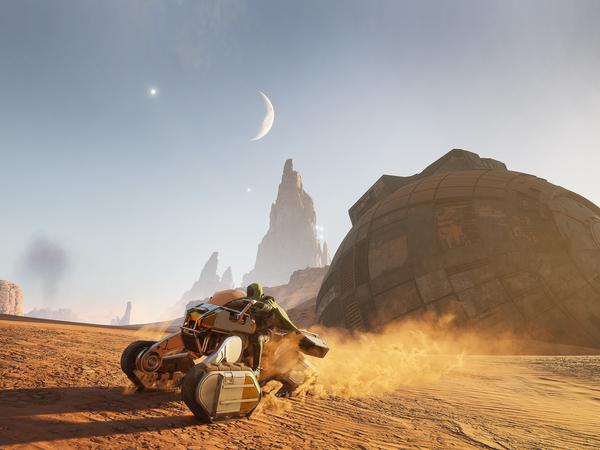 Auf dem Wüstenplanet: Szene aus dem Spiel „Dune: Awakening“ von Funcom, an dem Yager mitarbeitet.