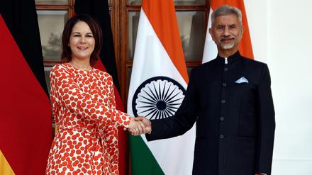 Außenministerin Baerbock und ihr indischer Amtskollege Jaihankar am 5. Dezember in Neu Delhi.