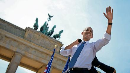 Barack Obama bei seiner Rede am Brandenburger Tor 2013.