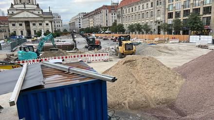 Bauarbeiten auf dem Berliner Gendarmenmarkt.