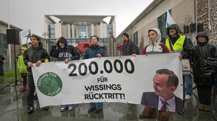 Klima-Demonstration für den Rücktritt von FDP-Verkehrsminister Volker Wissing am Kanzleramt im März 2023