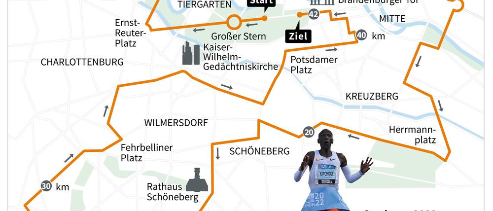 Zum Berlin-Marathon am 24. September: Strecke und Angaben zum Vorjahressieger. 