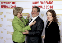 Armin Laschet mit Kulturstaatsministerin Monika Grütters und Petra Müller, Geschäftsführerin der Film- und Medienstiftung NRW.
