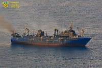 Am Hafen von Las Palmas hatte der russische Fischtrawler Feuer gefangen. Danach sank er und aus dem geborstenen Tank strömte Schweröl.