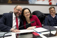 Zum Lachen zumute. Martin Schulz und Andrea Nahles bei einem Treffen mit der SPD-Fraktion im Oktober.