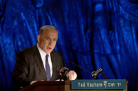 Israels Premier Benjamin Netanjahu prangert aus Anlass des Holocaust-Gedenktags den Iran an.