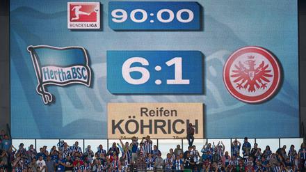 Perfekter Einstand. 2013 traf Hertha BSC im ersten Spiel nach dem Aufstieg auf Eintracht Frankfurt. Das 6:1 ist der höchste Sieg der Berliner zum Saisonauftakt.