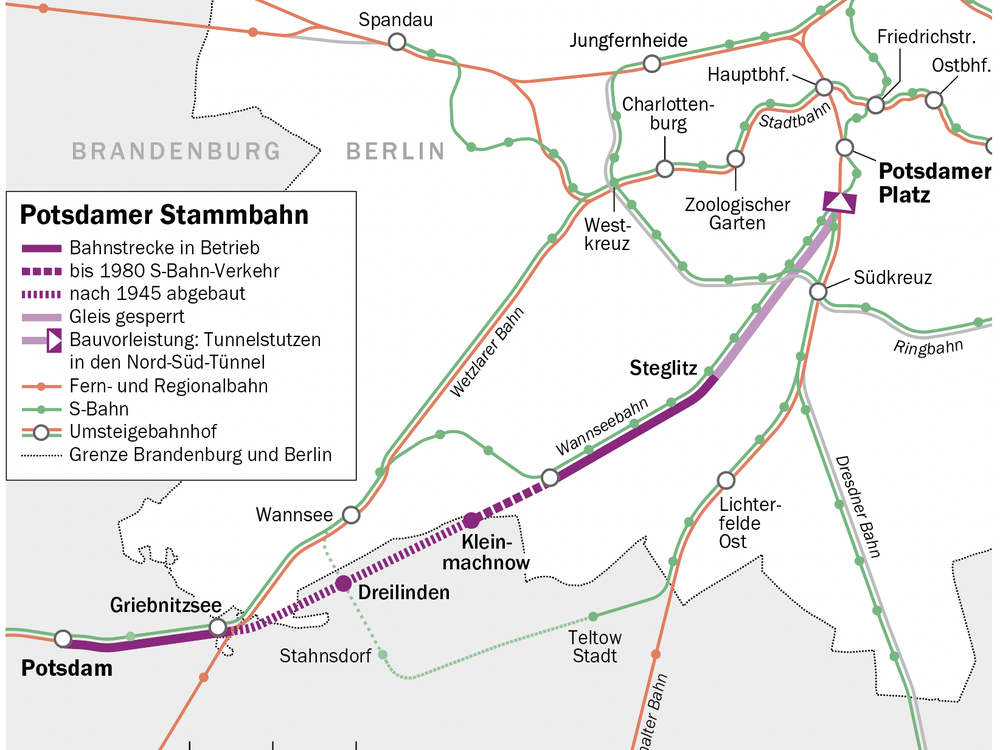 Von Berlin Nach Potsdam Mit öffentlichen Verkehrsmitteln Der letzte Zug fuhr vor 42 Jahren: Zum 200. Geburtstag könnte die