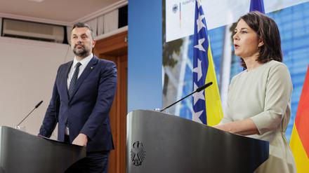 Annalena Baerbock trifft am Freitag den Außenminister von Bosnien-Herzegowina, Elmedin Dino Konakovic. Die Bundesaußenministerin appelliert an Kosovo und Serbien. 