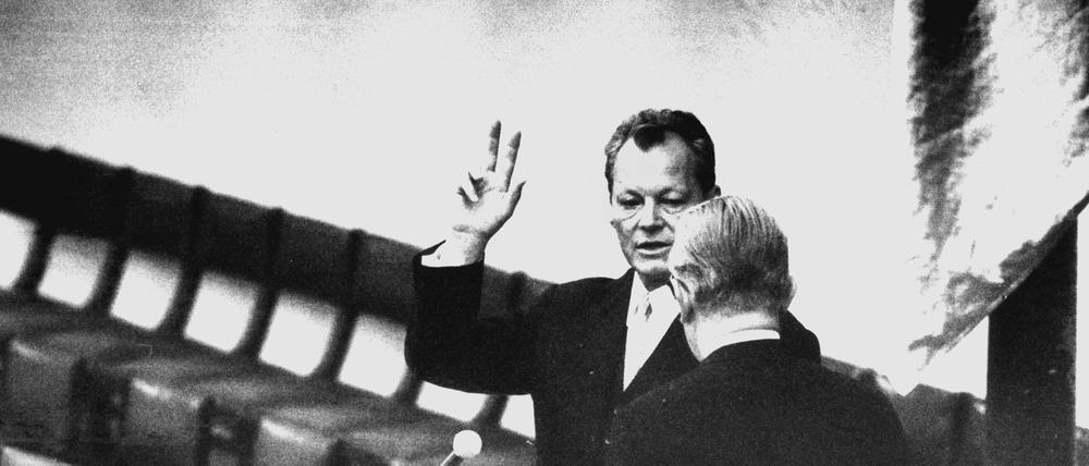 Willy Brandt bei der Vereidigung zum Bundeskanzler, 1969.