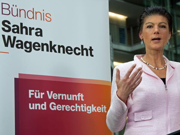 Sahra Wagenknecht, Vorsitzende des Bündnis Sahra Wagenknecht (BSW), hofft bei der Wahl in Thüringen auf ein gutes Ergebnis.