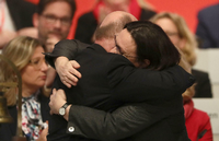Martin Schulz und Andrea Nahles beim Bundesparteitag der SPD im Dezember 2017 in Berlin.