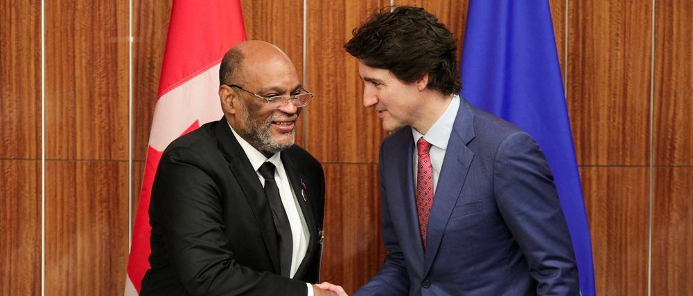 Treffen auf den Bahamas Mitte Februar. Haitis Premierminister Ariel Henry (links) und Kanadas Regierungschef Justin Trudeau. 