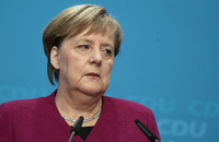 Angela Merkel, Bundeskanzlerin und CDU-Vorsitzende, äußert sich bei einer Pressekonferenz nach den Gremiensitzungen der Partei zum Ausgang der Landtagswahl in Hessen.