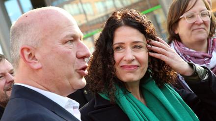 Schwarz-Grün als einzige Alternative zu Schwarz-Rot? CDU-Chef Kai Wegner und die Grünen-Spitzenkandidatin Bettina Jarasch bei den Sondierungen.