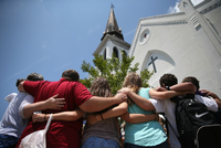 Gedenken am Tatort der Morde in Charleston, US-Bundesstaat South Carolina, einen Monat nach den tödlichen Schüssen