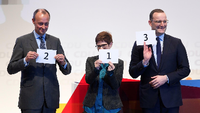 Reihenfolge des Auftritts: Die Kandidaten Friedrich Merz, Annegret Kramp-Karrenbauer und Jens Spahn