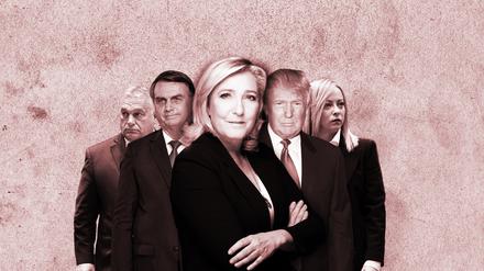 Victor Orbán, Jair Bolsonaro, Marine Le Pen, Donald Trump und Giorgia Meloni. Rechtspopulismus ist beliebter denn je.