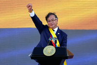 Der neue kolumbianische Präsident Petro bei seiner Vereidigung.