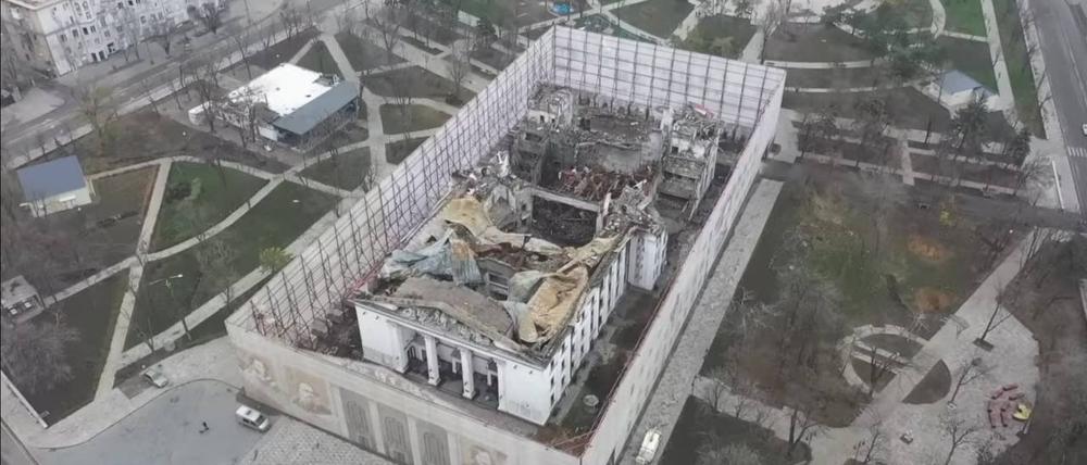 Das zerstörte Theater von Mariupol in der Ukraine.
