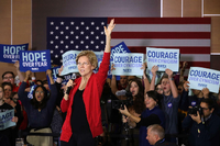 Elizabeth Warren bei einem Wahlkampfauftritt in Indianola in Iowa am 03.02.2020