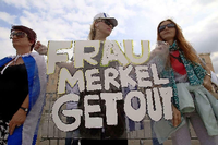 Demo gegen einen Merkel-Besuch im Frühjahr 2014 in Athen.