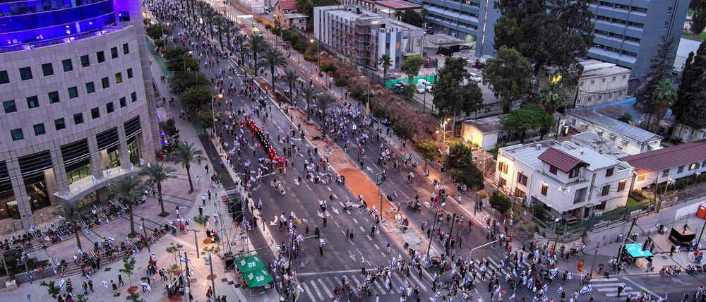 Ein Blick auf die Proteste in Tel Aviv.