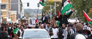 Eine Demonstration für einen palästinensischen Staat in Siegen.